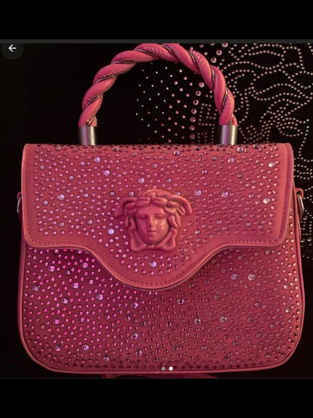 Source Unknown Pink Crystal-Embellished Top Handle Bag